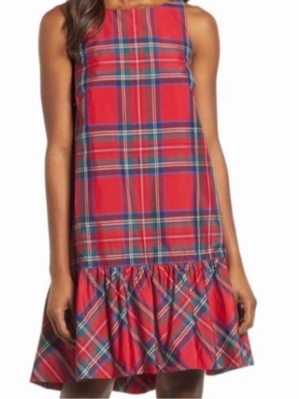 Vineyard Vines Amelia Jolly Plaid Swing Dress in Calypso Red Plaid